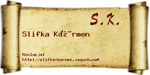Slifka Kármen névjegykártya